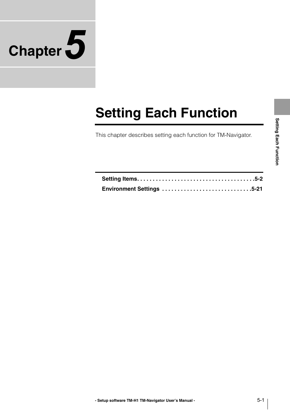 Chapter 5 setting each function, Chapter 5, Setting each function | Chapter | KEYENCE TM-3000 Series User Manual | Page 47 / 84