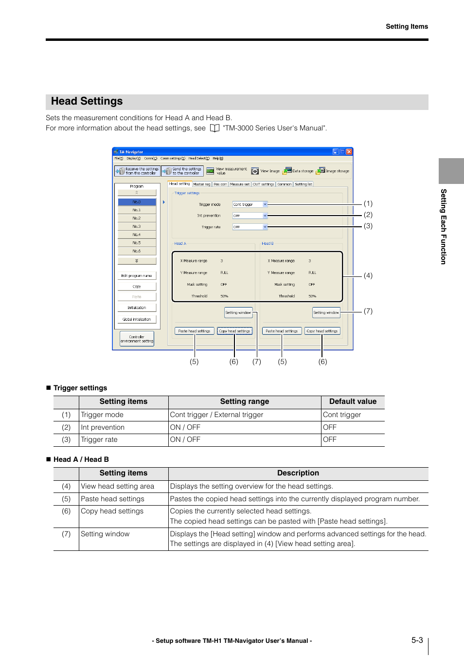 Head settings, Head settings -3 | KEYENCE TM-3000 Series User Manual | Page 49 / 84