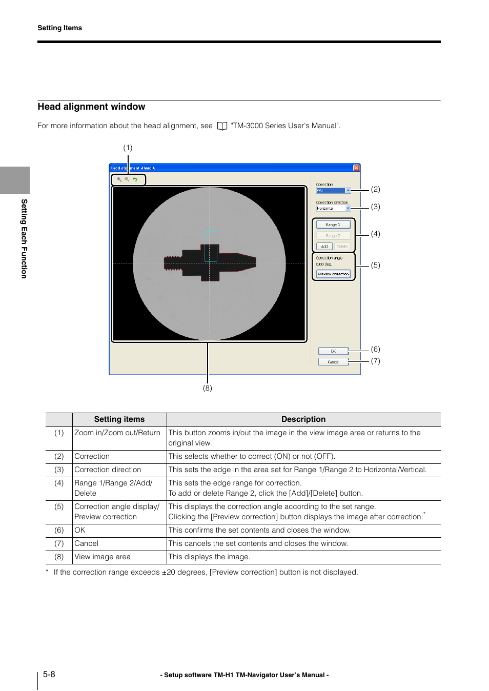 Head alignment window | KEYENCE TM-3000 Series User Manual | Page 54 / 84