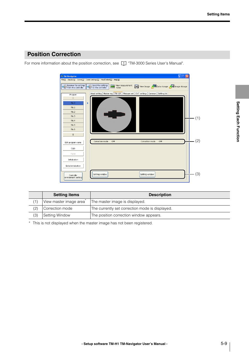 Position correction, Position correction -9 | KEYENCE TM-3000 Series User Manual | Page 55 / 84