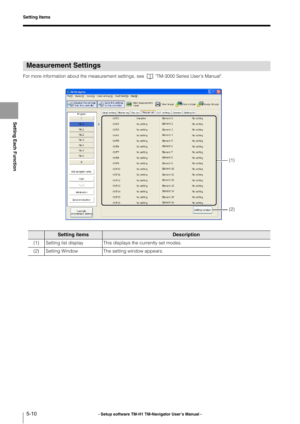 Measurement settings, Measurement settings -10 | KEYENCE TM-3000 Series User Manual | Page 56 / 84