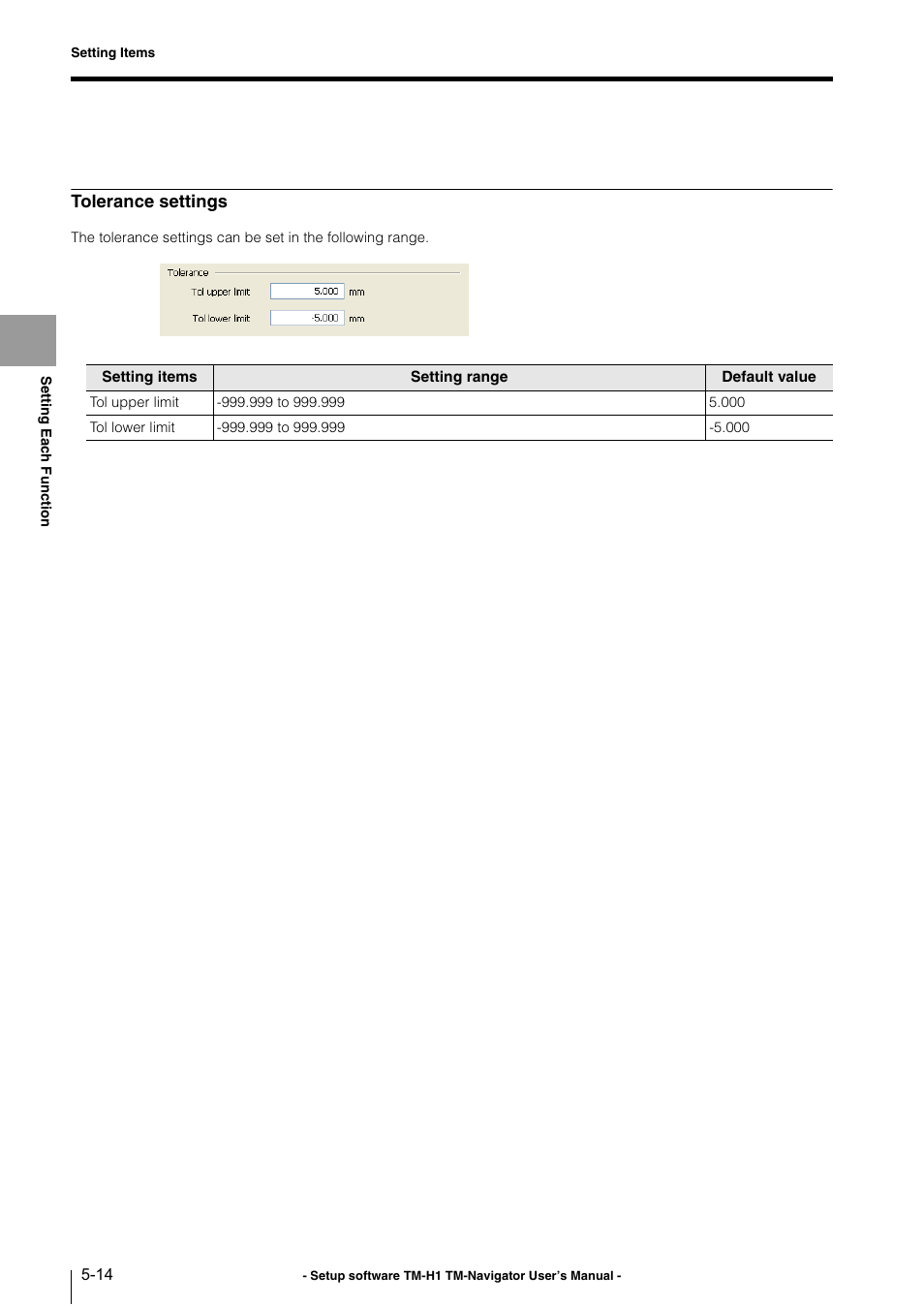 Tolerance settings | KEYENCE TM-3000 Series User Manual | Page 60 / 84