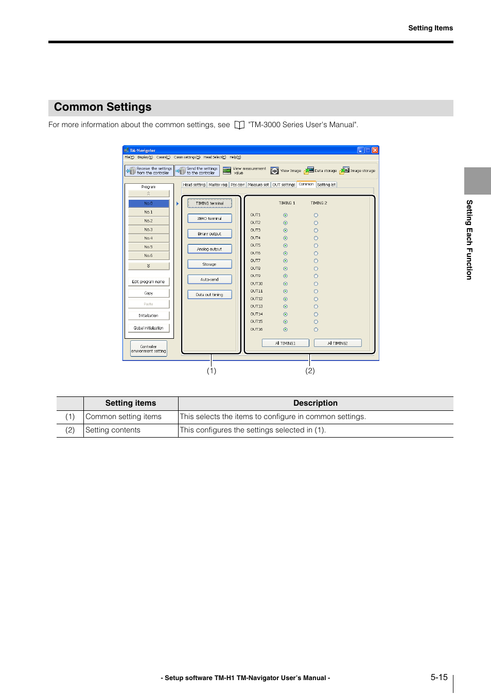 Common settings, Common settings -15 | KEYENCE TM-3000 Series User Manual | Page 61 / 84