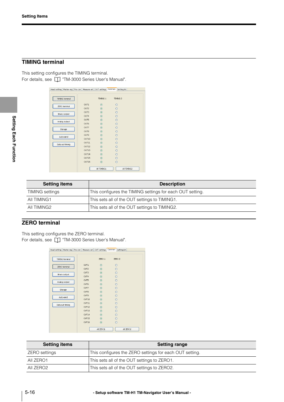 Timing terminal, Zero terminal | KEYENCE TM-3000 Series User Manual | Page 62 / 84