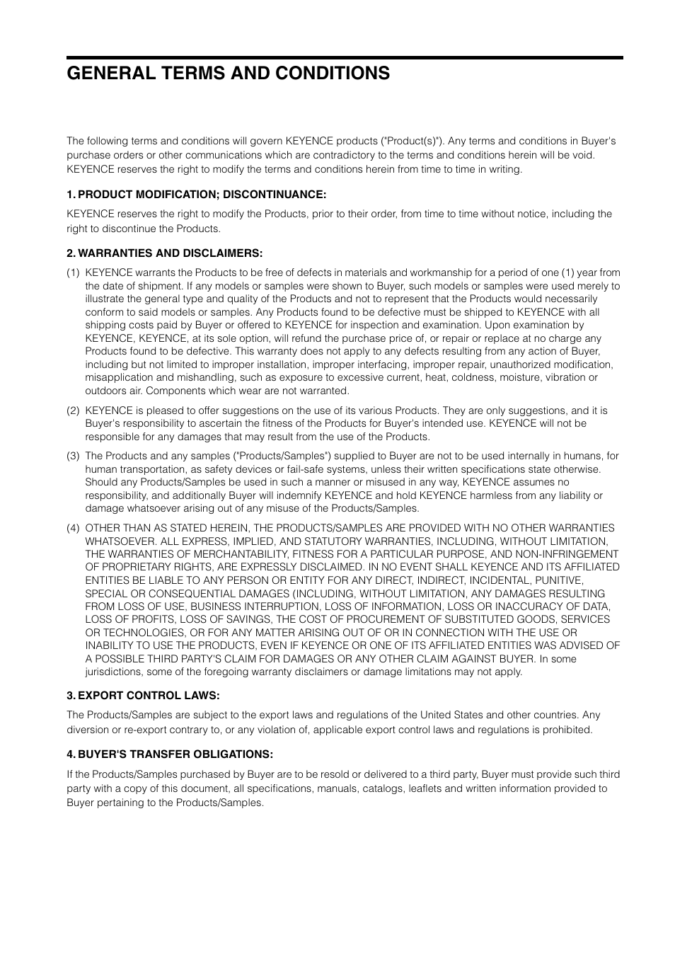 General terms and conditions | KEYENCE TM-3000 Series User Manual | Page 83 / 84