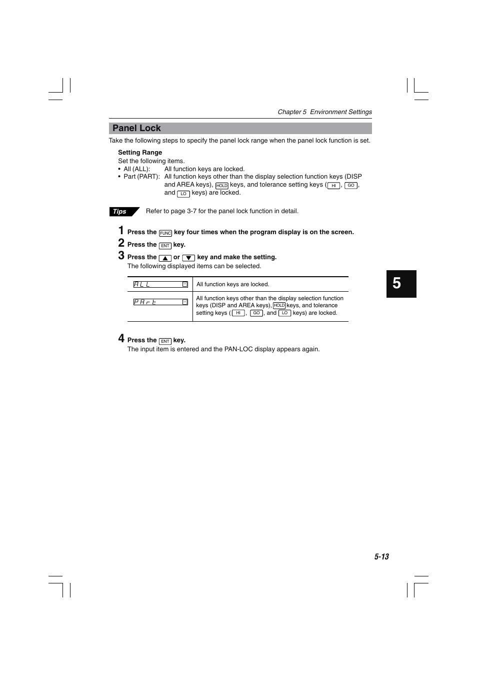 Panel lock | KEYENCE LS-7000 User Manual | Page 127 / 192