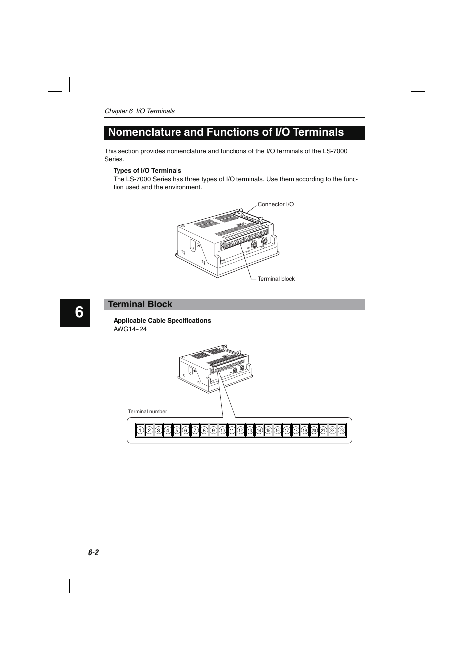 Nomenclature and functions of i/o terminals, Terminal block | KEYENCE LS-7000 User Manual | Page 130 / 192