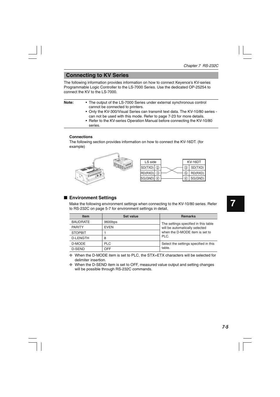 Connecting to kv series | KEYENCE LS-7000 User Manual | Page 147 / 192