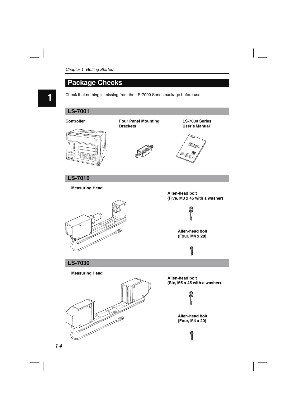 Package checks, Ls-7001, Ls-7010 | Ls-7030 | KEYENCE LS-7000 User Manual | Page 18 / 192