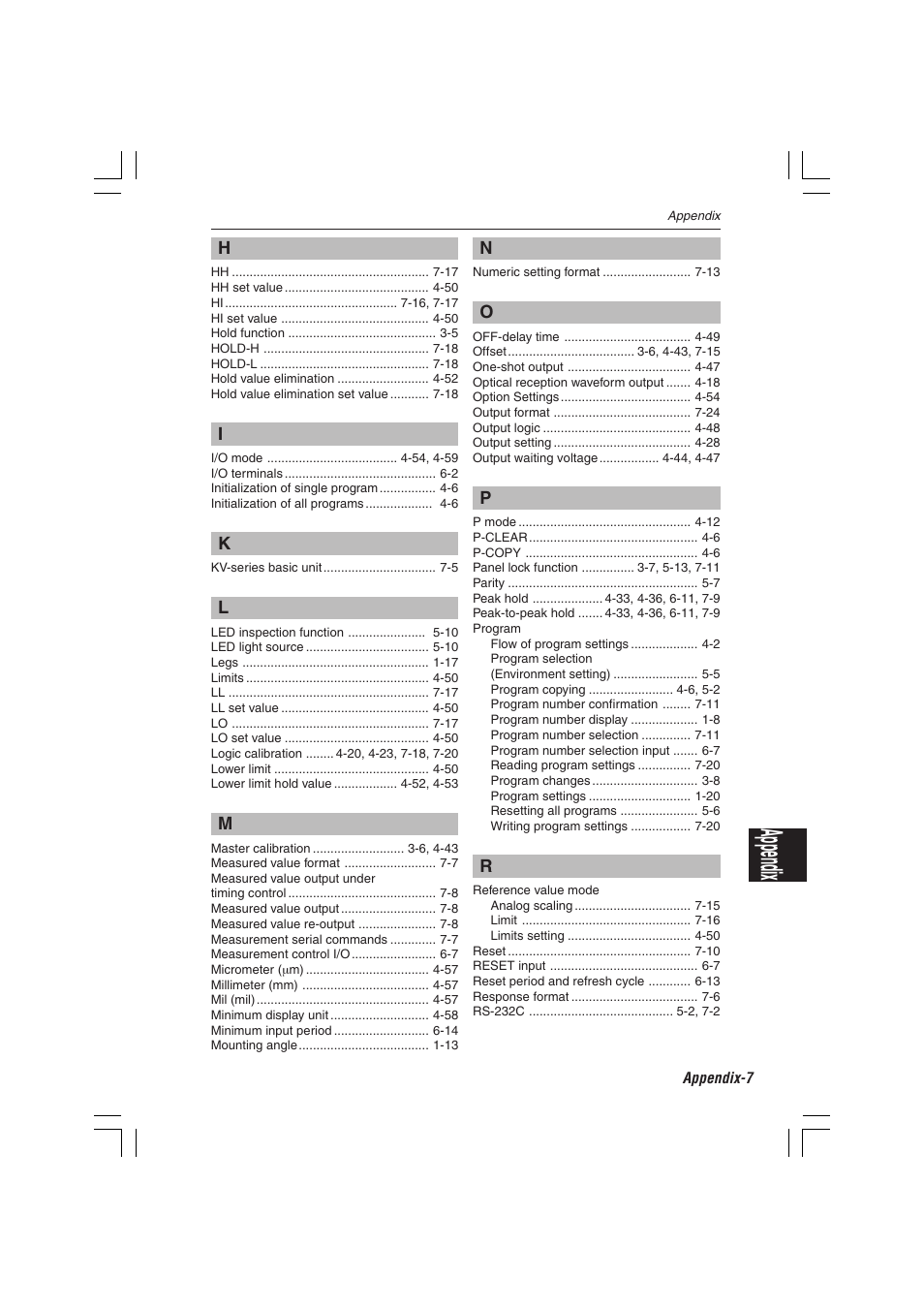 Appendix | KEYENCE LS-7000 User Manual | Page 189 / 192