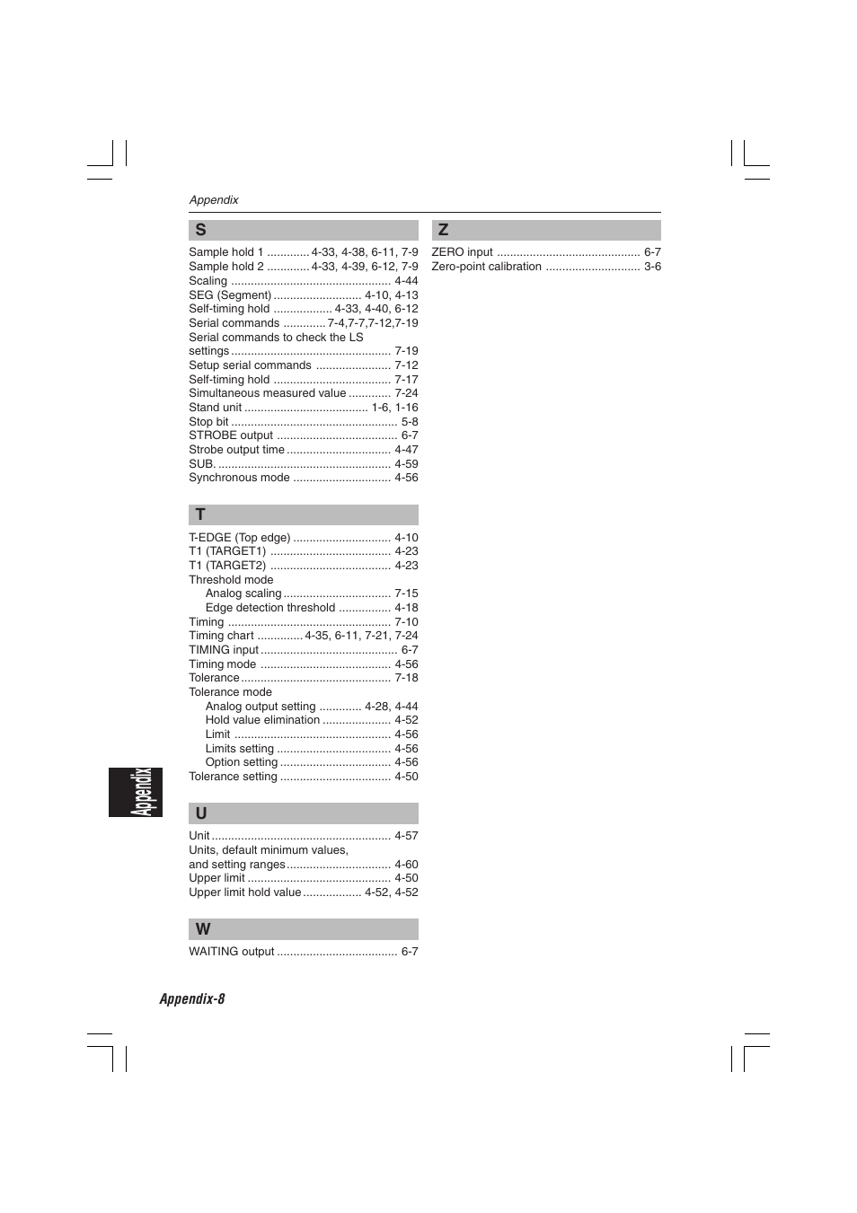 Appendix | KEYENCE LS-7000 User Manual | Page 190 / 192