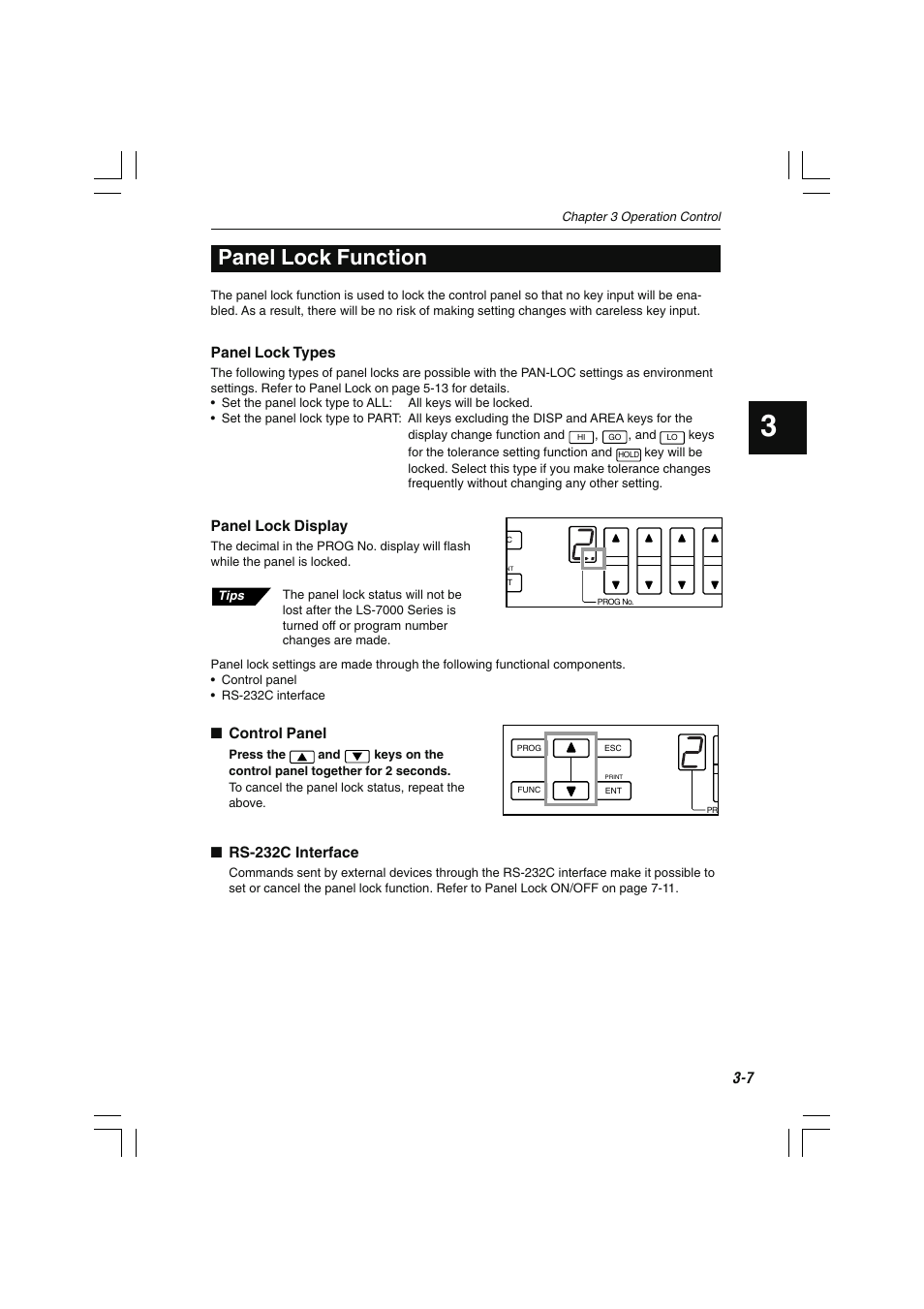 Panel lock function | KEYENCE LS-7000 User Manual | Page 51 / 192