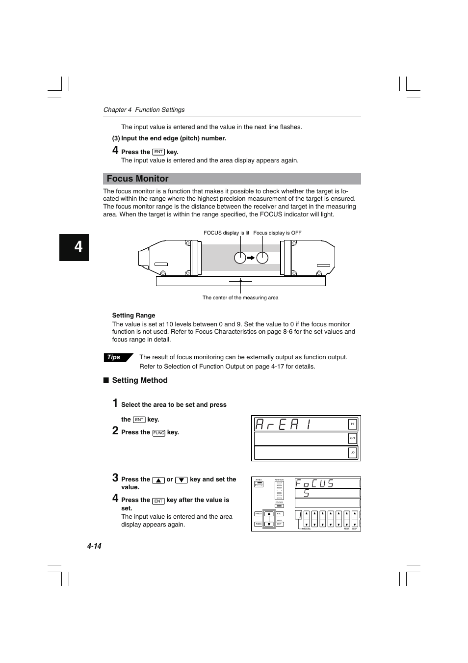 Focus monitor, Setting method | KEYENCE LS-7000 User Manual | Page 66 / 192