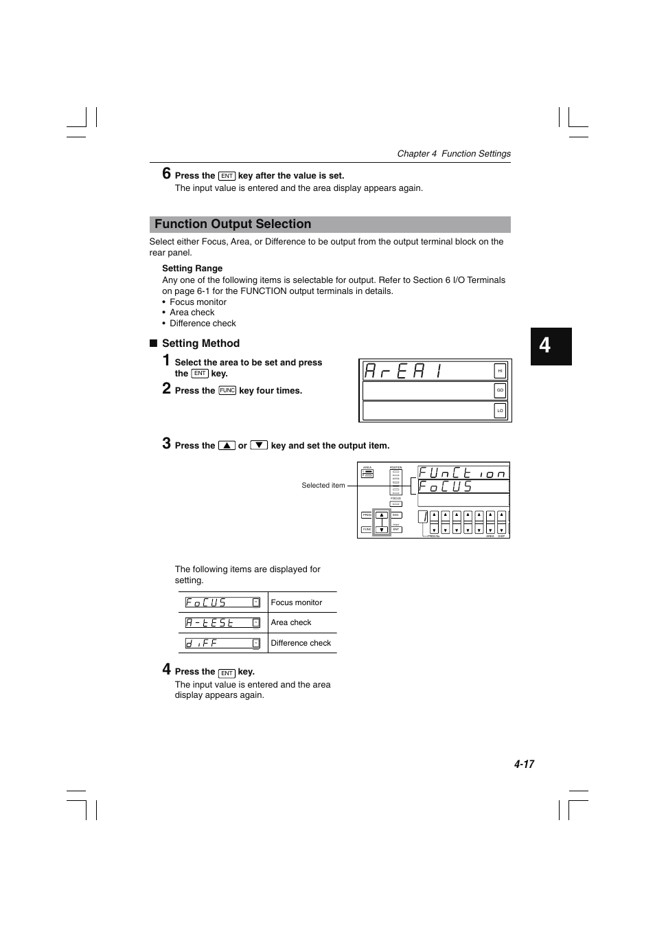 Function output selection, Setting method | KEYENCE LS-7000 User Manual | Page 69 / 192