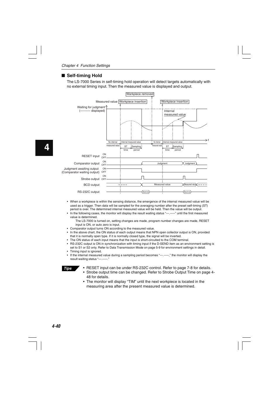 Self-timing hold, Chapter 4 function settings | KEYENCE LS-7000 User Manual | Page 92 / 192