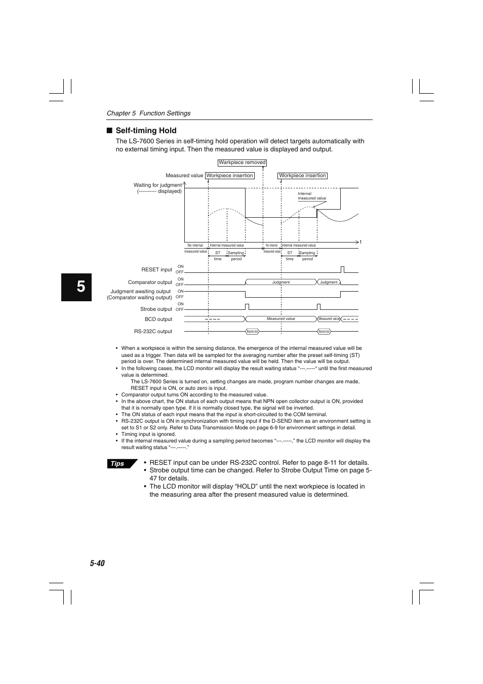 Self-timing hold, Chapter 5 function settings | KEYENCE LS-7600 User Manual | Page 102 / 220