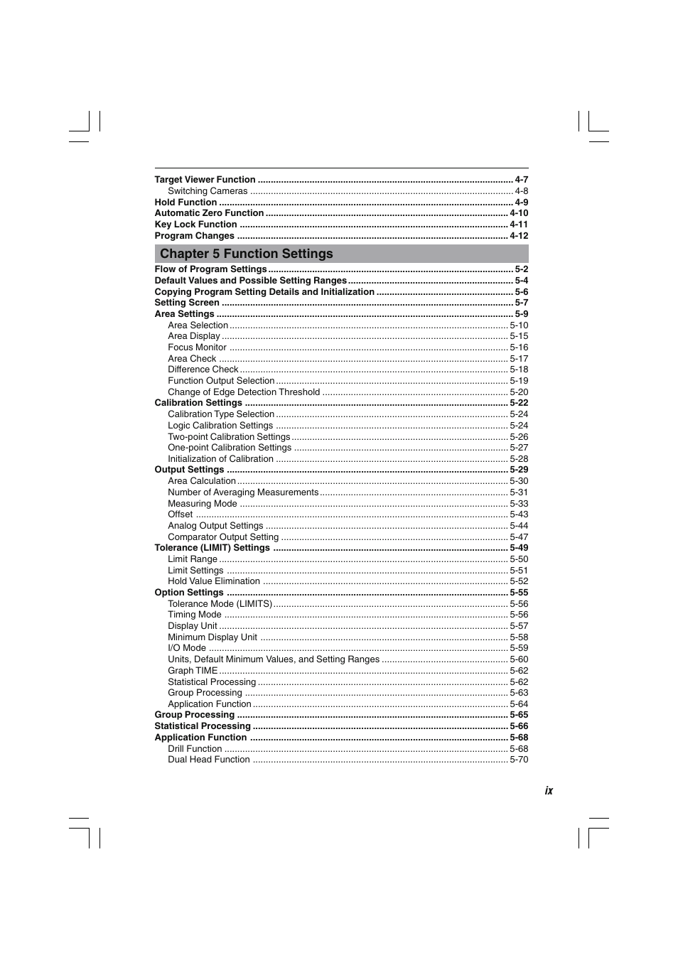 Chapter 5 function settings | KEYENCE LS-7600 User Manual | Page 11 / 220