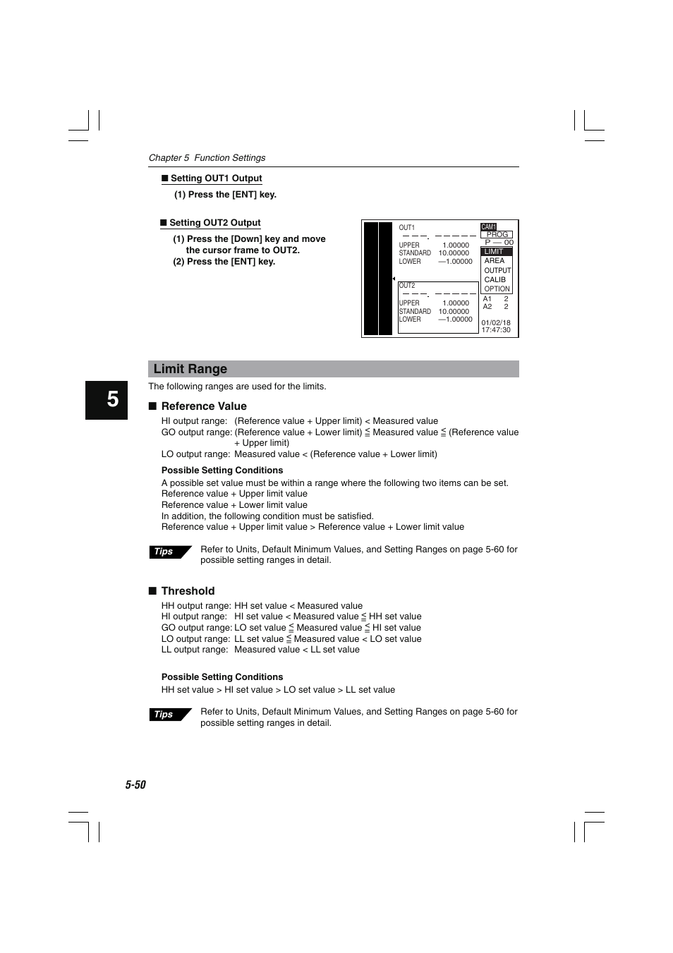 Limit range | KEYENCE LS-7600 User Manual | Page 112 / 220