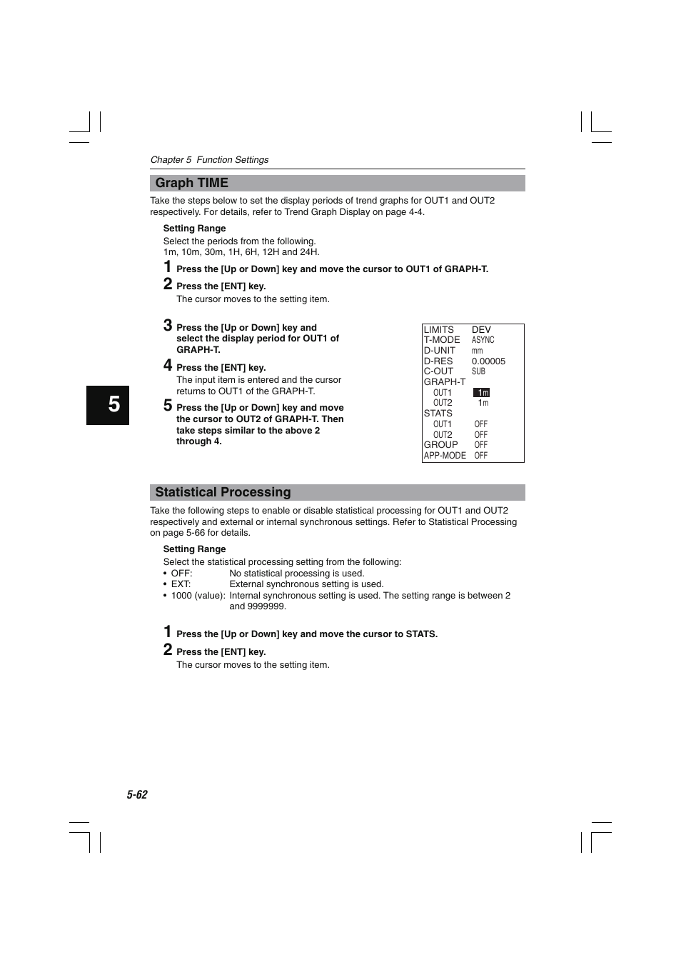 Graph time, Statistical processing | KEYENCE LS-7600 User Manual | Page 124 / 220