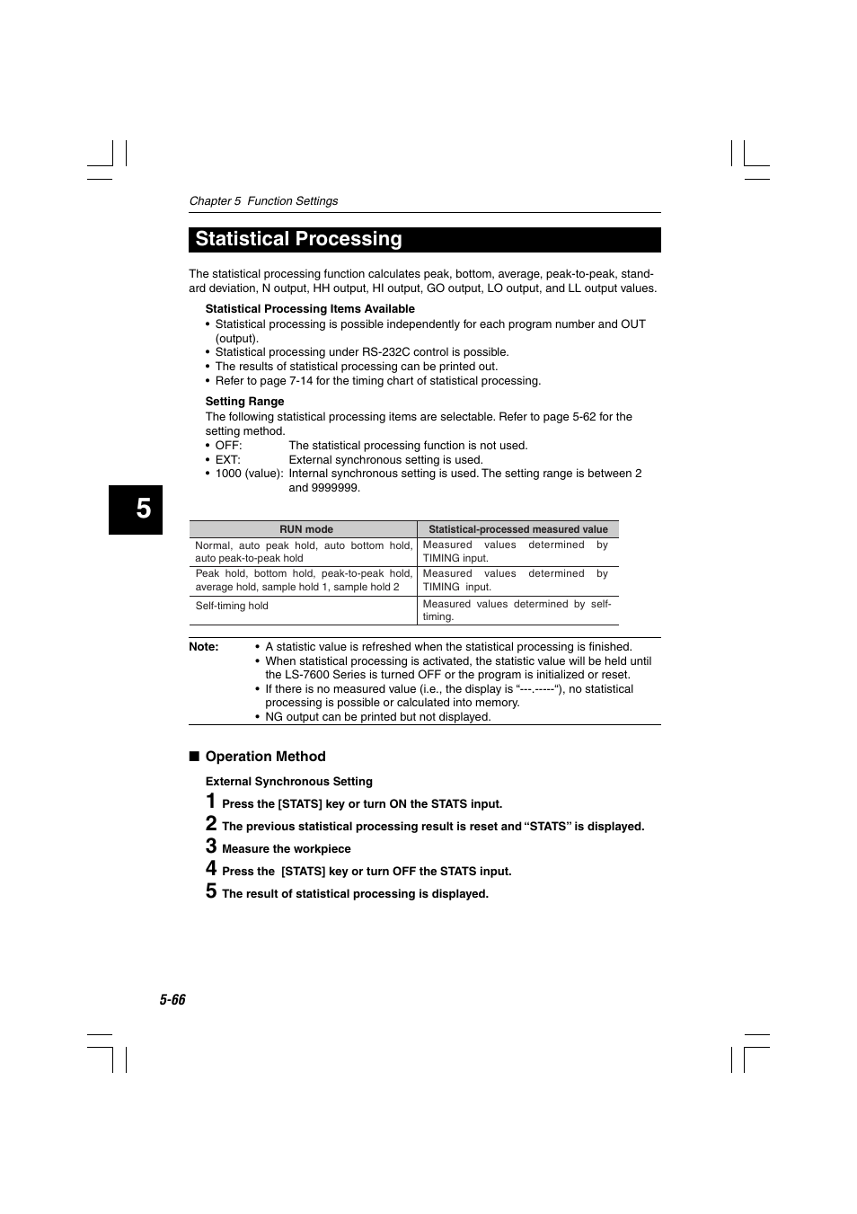 Statistical processing | KEYENCE LS-7600 User Manual | Page 128 / 220