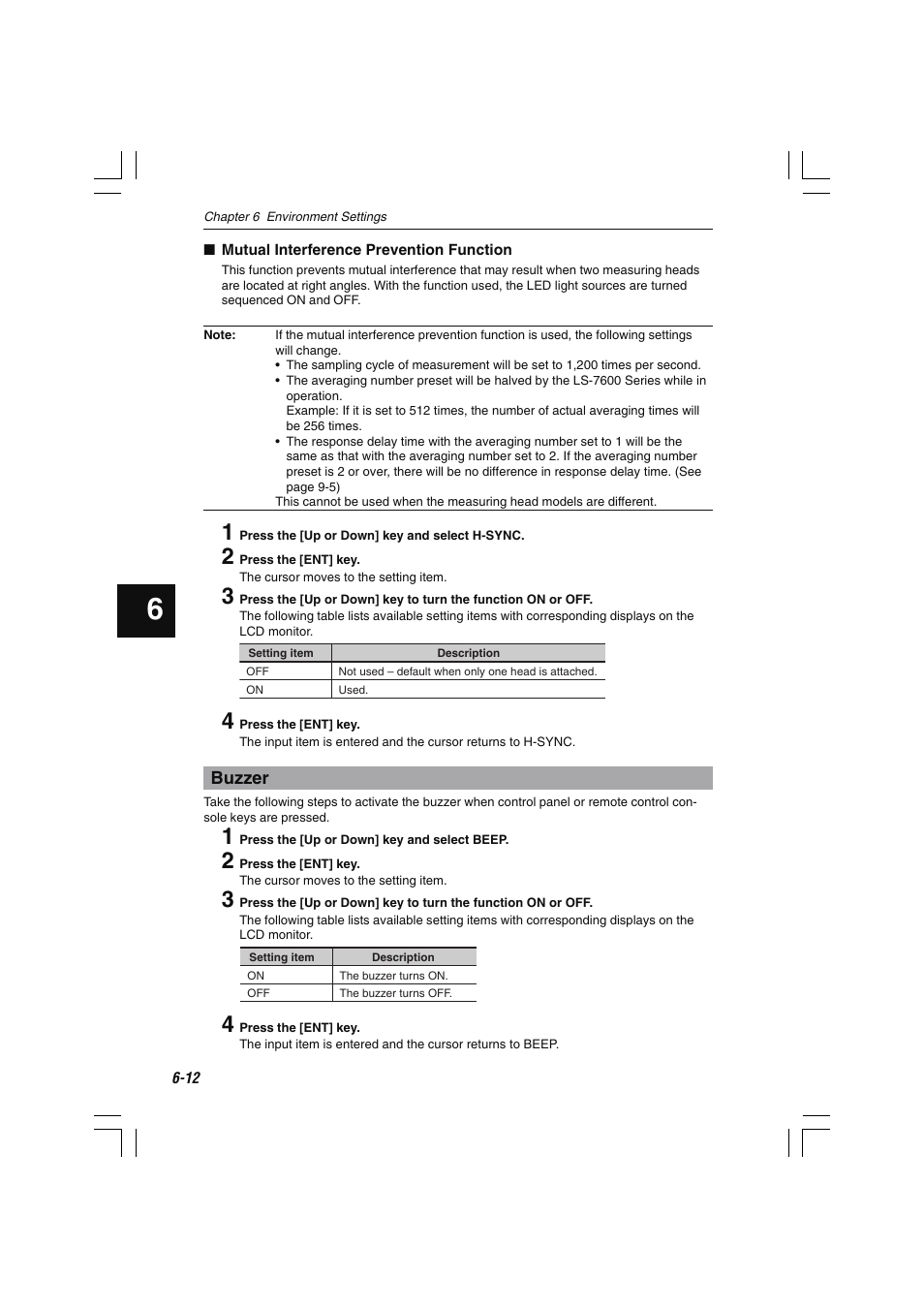 Buzzer | KEYENCE LS-7600 User Manual | Page 146 / 220
