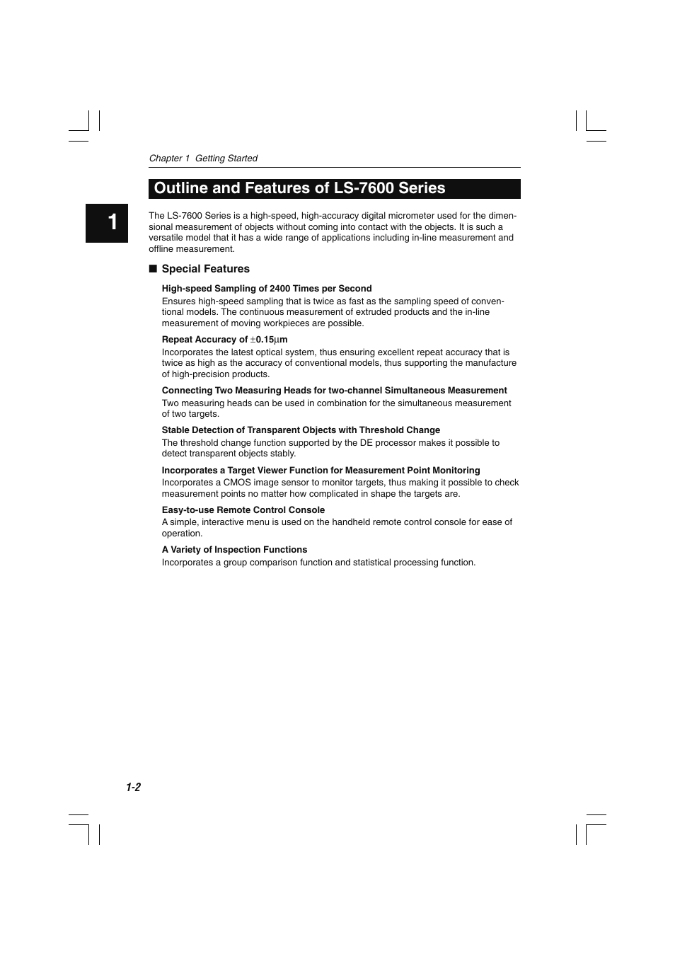 Outline and features of ls-7600 series | KEYENCE LS-7600 User Manual | Page 16 / 220