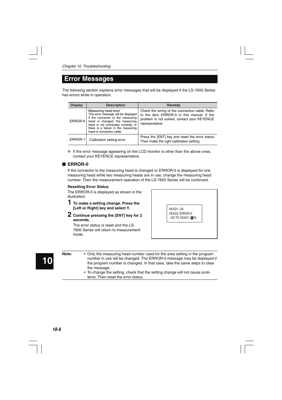 Error messages | KEYENCE LS-7600 User Manual | Page 210 / 220