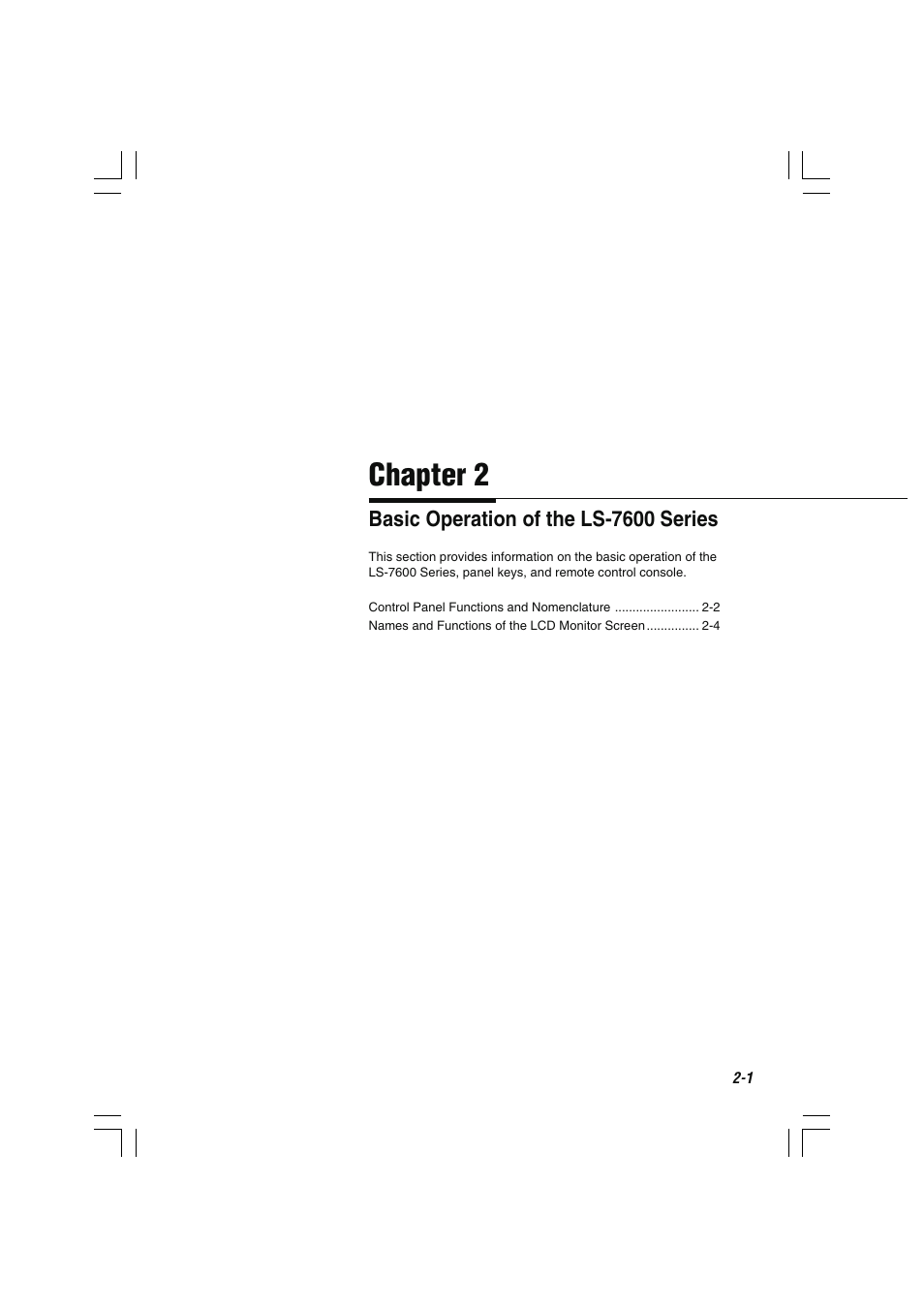 Chapter 2 basic operation of the ls-7600 series, Chapter 2, Basic operation of the ls-7600 series | KEYENCE LS-7600 User Manual | Page 37 / 220