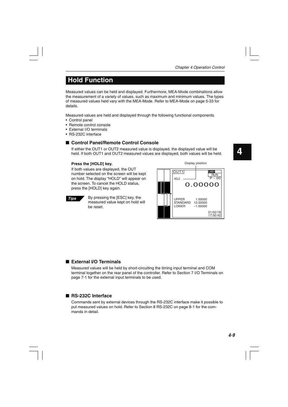 Hold function | KEYENCE LS-7600 User Manual | Page 59 / 220