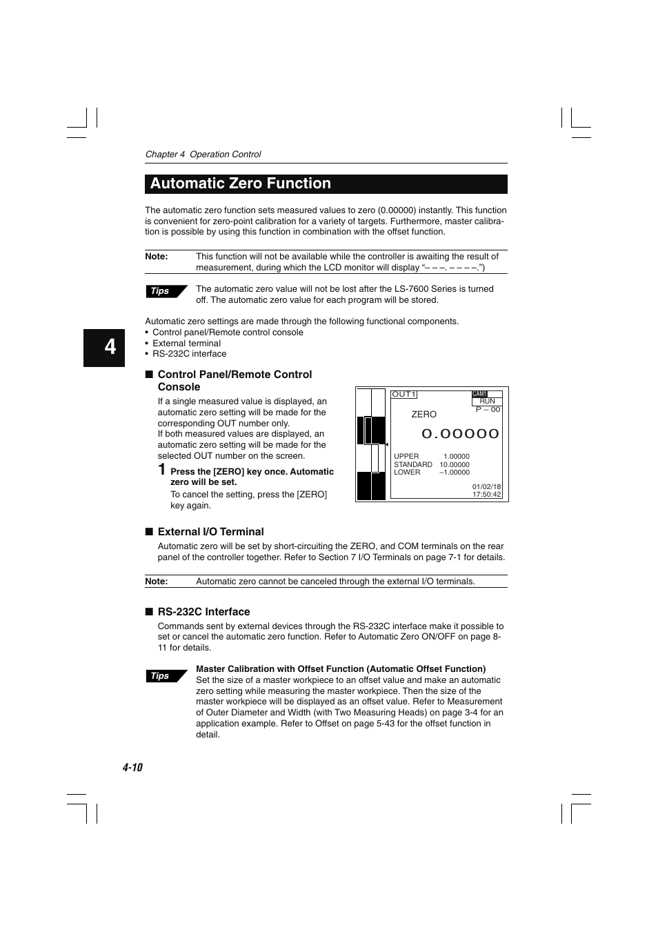 Automatic zero function | KEYENCE LS-7600 User Manual | Page 60 / 220