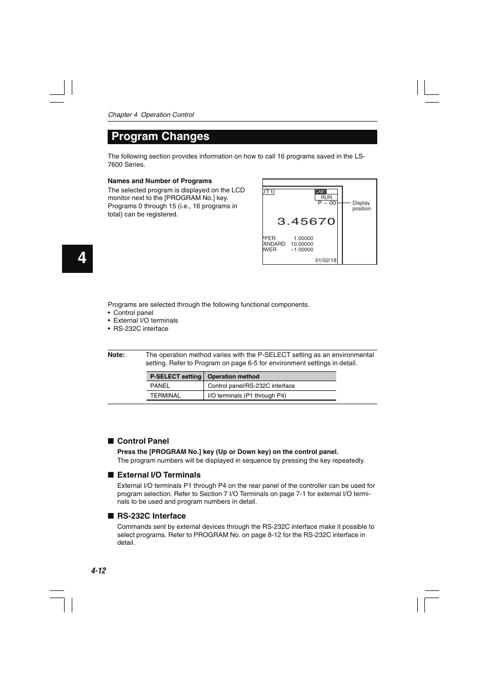 Program changes | KEYENCE LS-7600 User Manual | Page 62 / 220