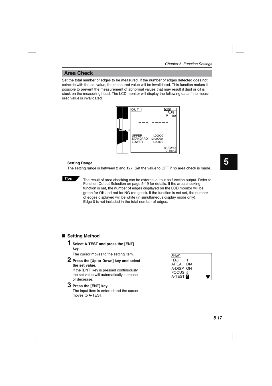 Area check | KEYENCE LS-7600 User Manual | Page 79 / 220
