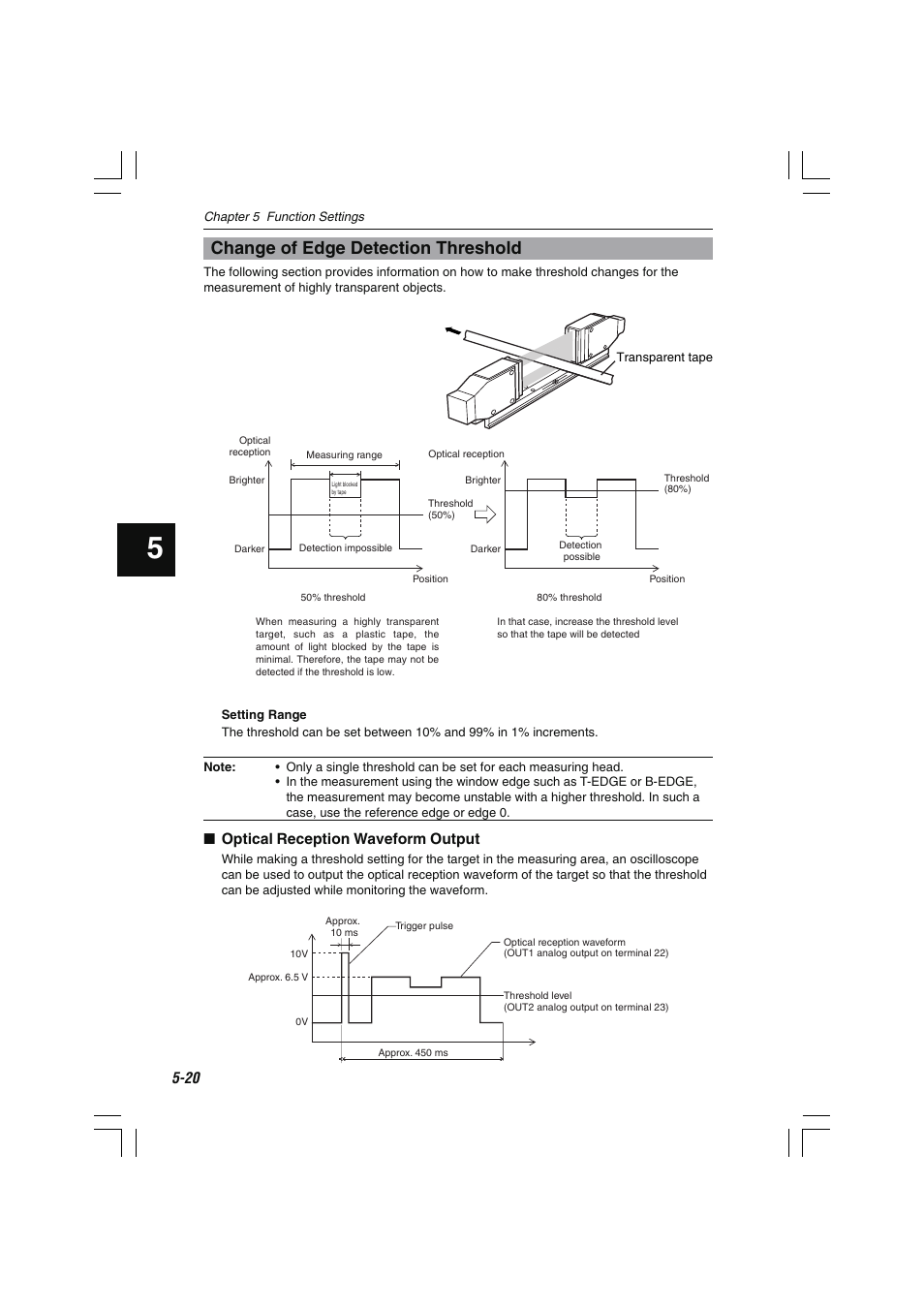 Change of edge detection threshold | KEYENCE LS-7600 User Manual | Page 82 / 220