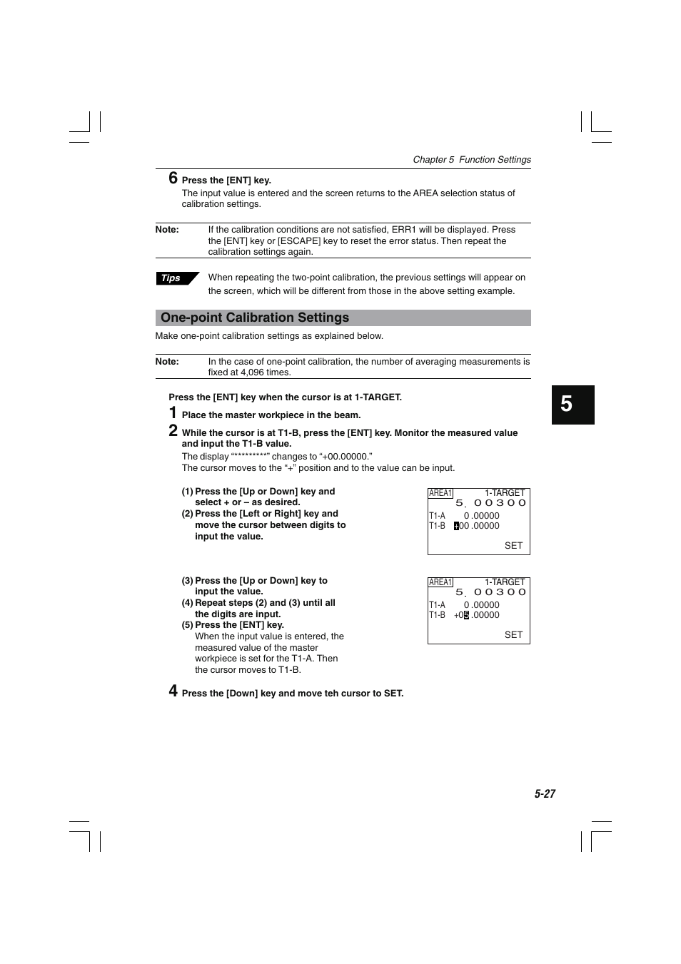 One-point calibration settings | KEYENCE LS-7600 User Manual | Page 89 / 220