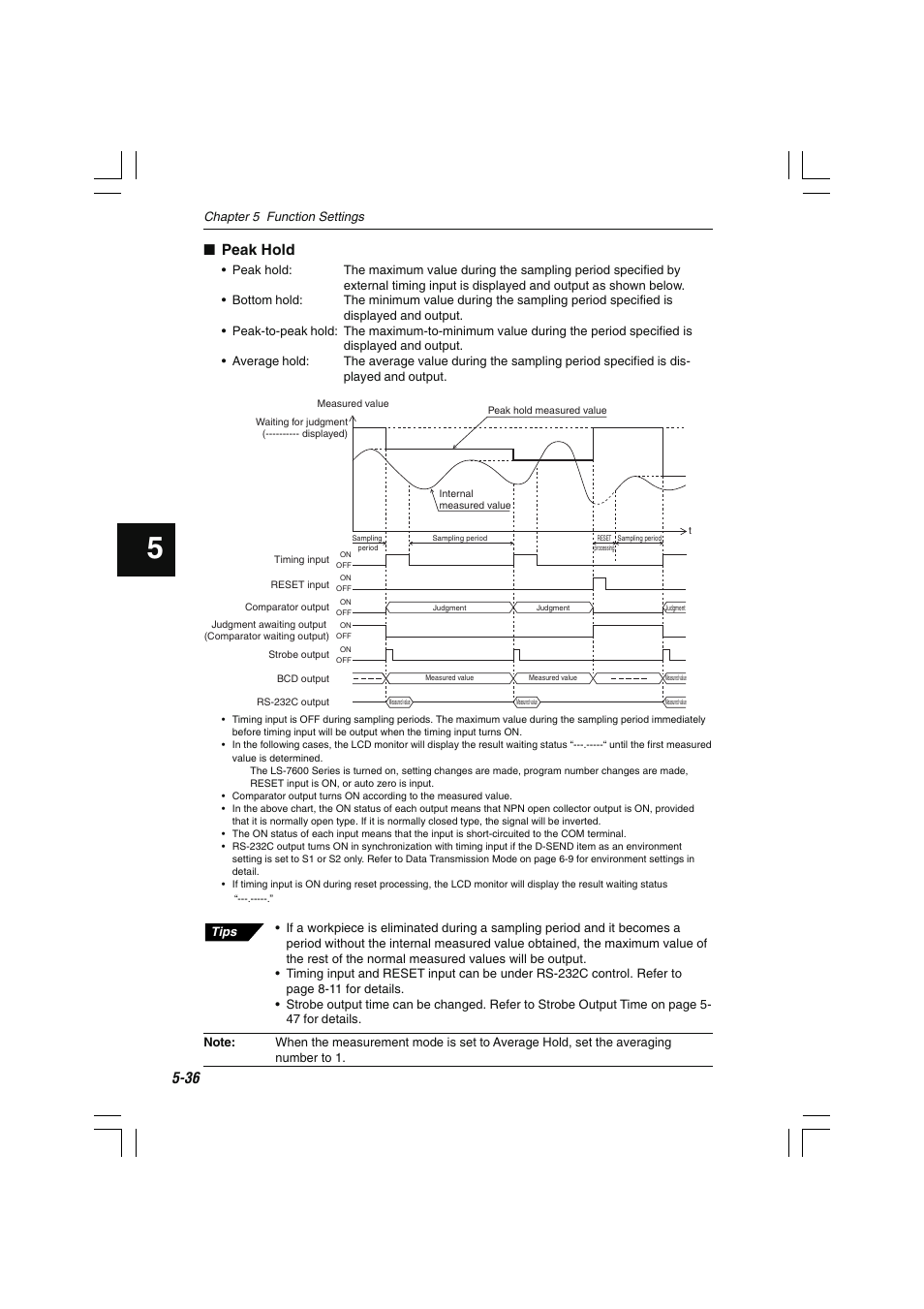 Peak hold | KEYENCE LS-7600 User Manual | Page 98 / 220