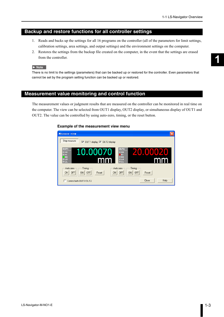 Measurement value monitoring and control function | KEYENCE LS-Navigator User Manual | Page 11 / 68