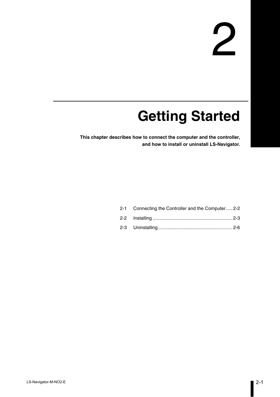 Chapter2 getting started, Chapter 2, Getting started | KEYENCE LS-Navigator User Manual | Page 15 / 68