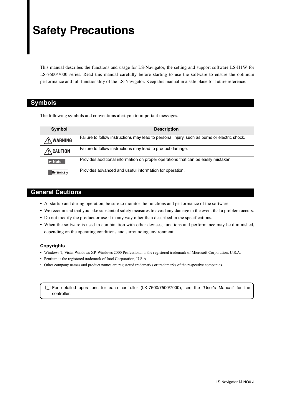 Safety precautions | KEYENCE LS-Navigator User Manual | Page 2 / 68