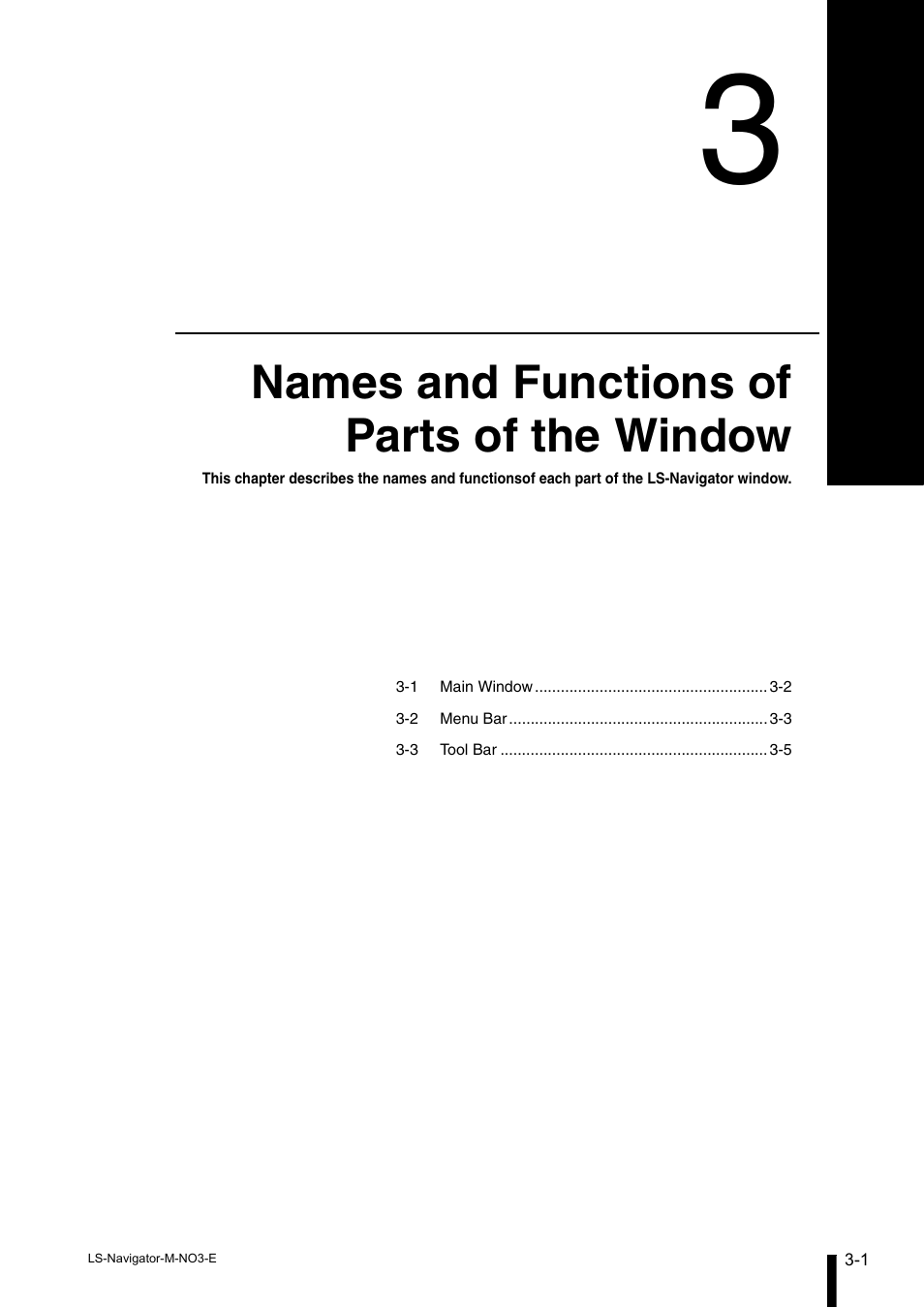 Chapter 3, Names and functions of parts of the window | KEYENCE LS-Navigator User Manual | Page 21 / 68