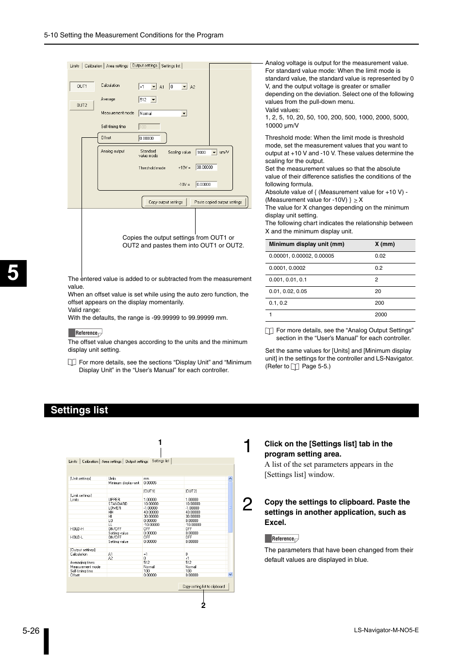 Settings list, Settings list -26 | KEYENCE LS-Navigator User Manual | Page 58 / 68