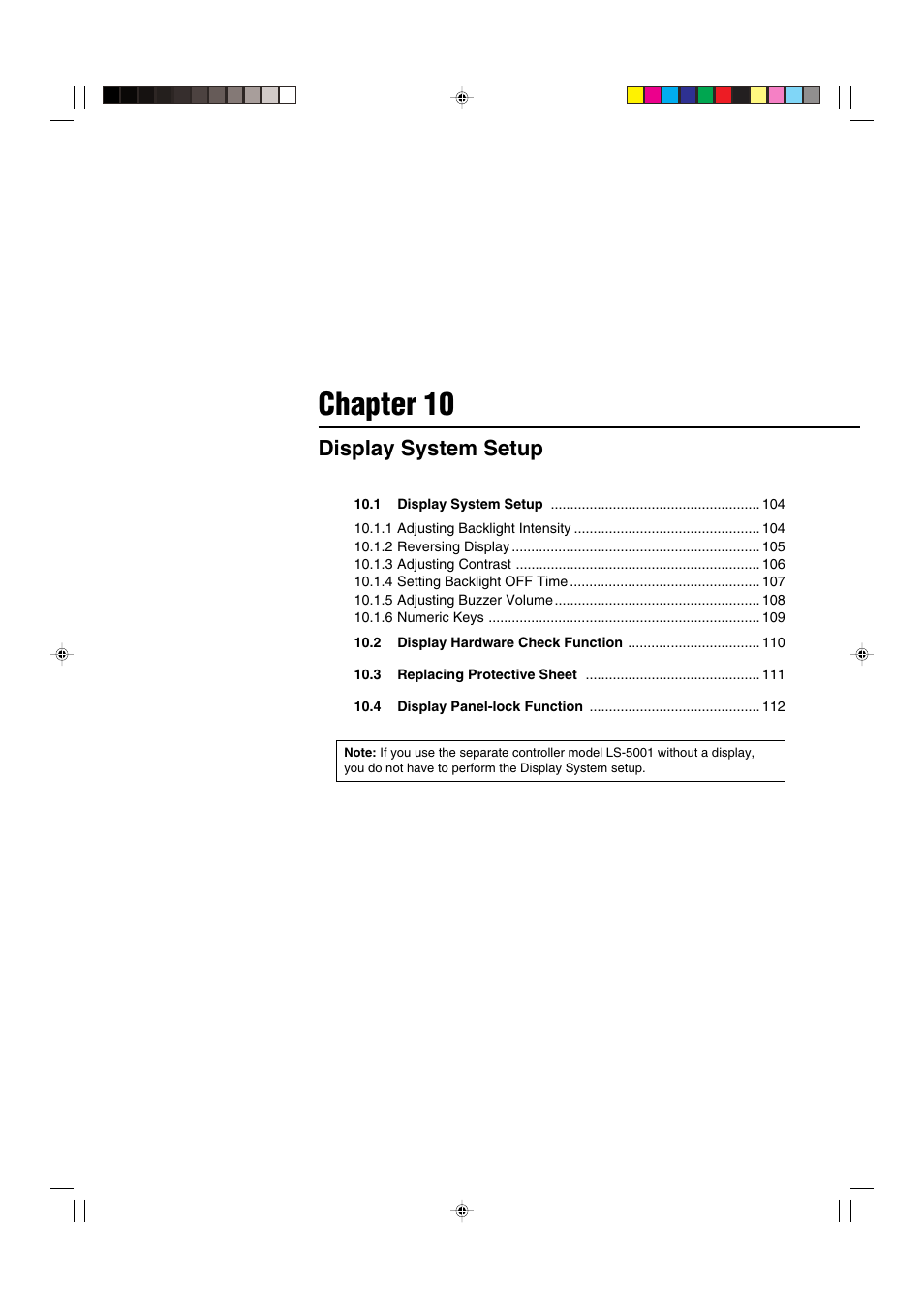 Chapter 10 display system setup, Chapter 10, Display system setup | KEYENCE LS-5000 User Manual | Page 109 / 132