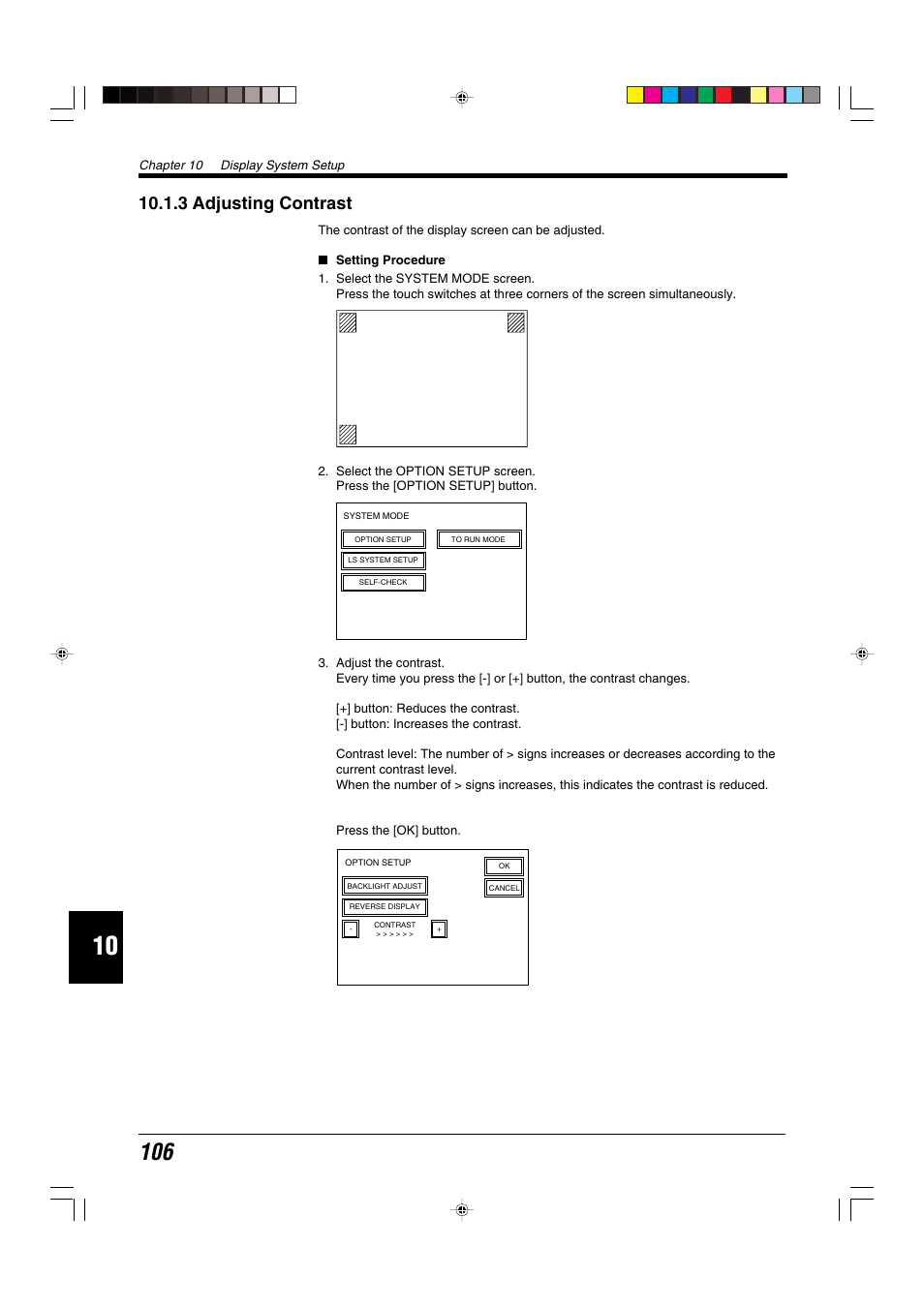 3 adjusting contrast | KEYENCE LS-5000 User Manual | Page 112 / 132