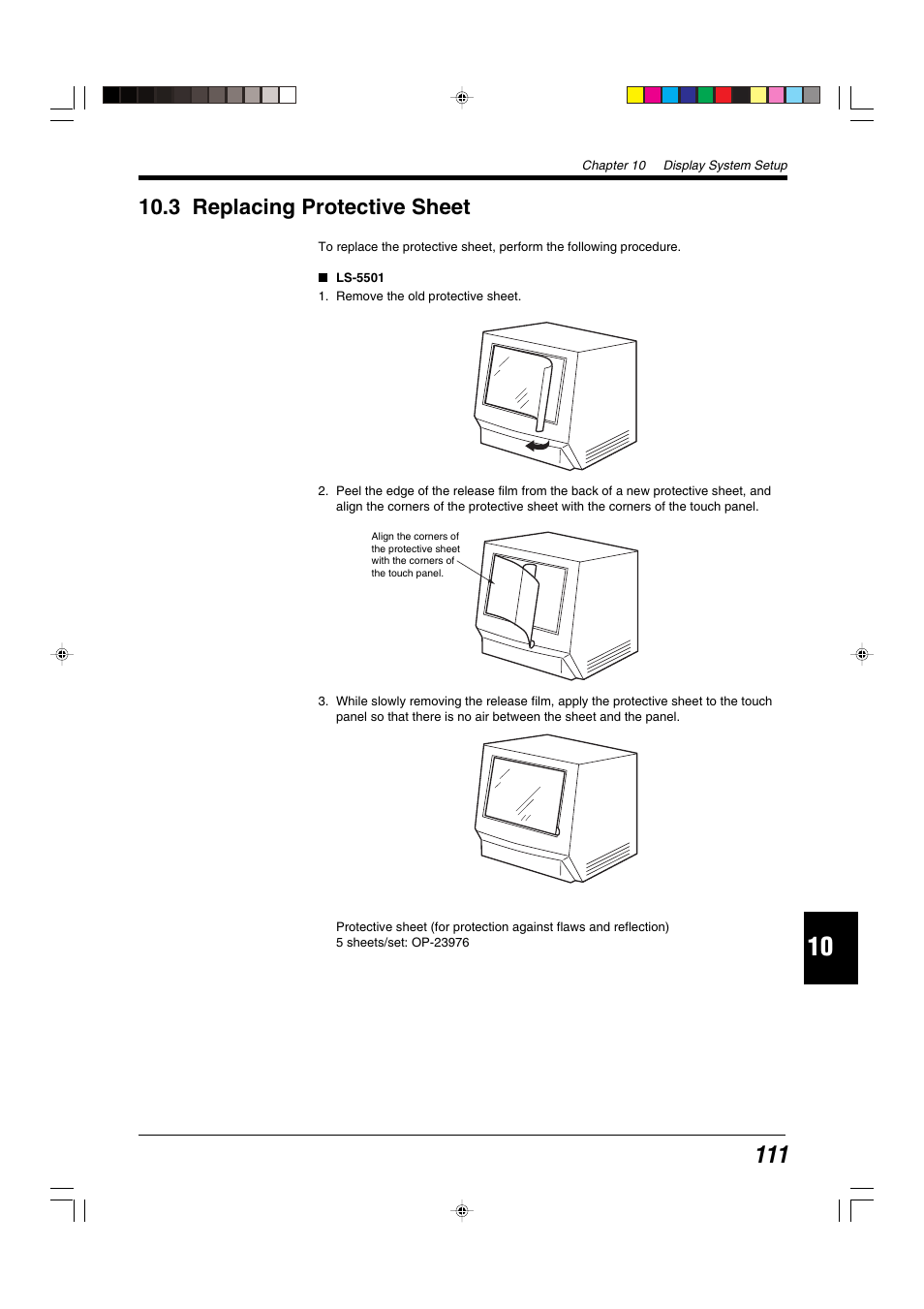 3 replacing protective sheet | KEYENCE LS-5000 User Manual | Page 117 / 132