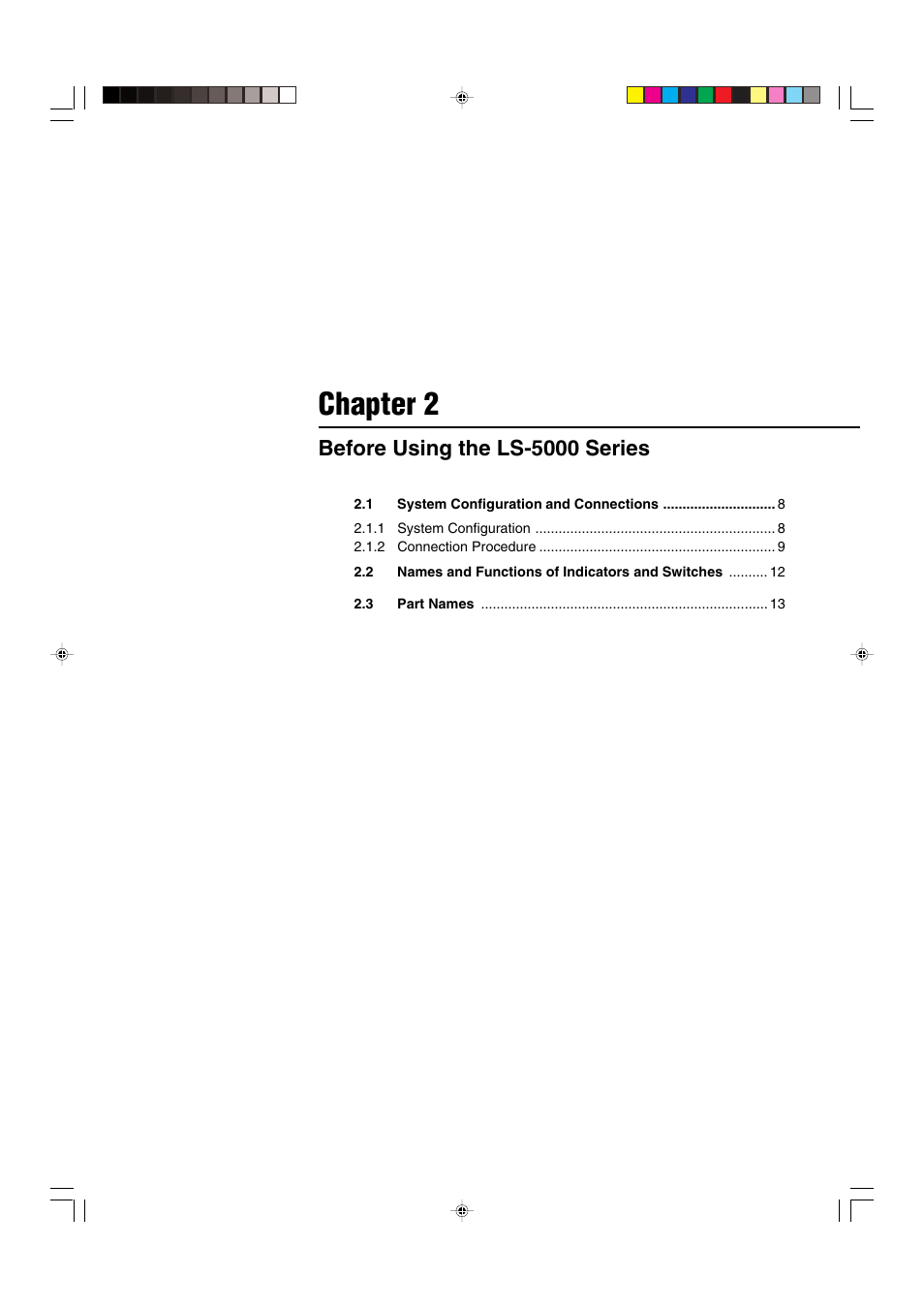 Chapter 2 before using the ls-5000 series, Chapter 2, Before using the ls-5000 series | KEYENCE LS-5000 User Manual | Page 13 / 132