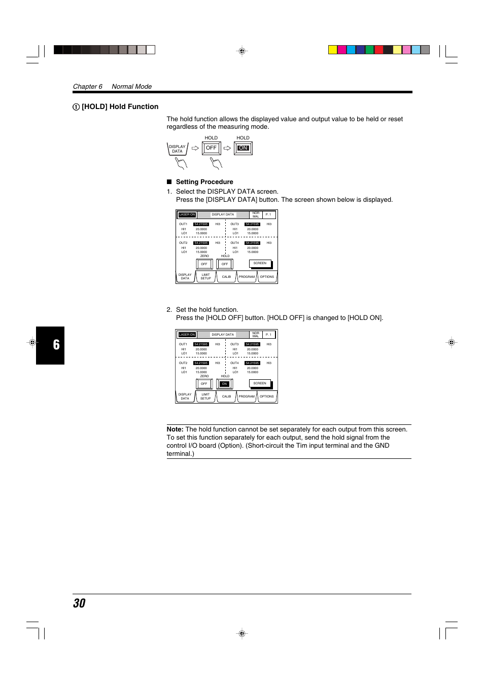 1 [hold] hold function, 11 [hold] hold function, Chapter 6 normal mode | KEYENCE LS-5000 User Manual | Page 36 / 132