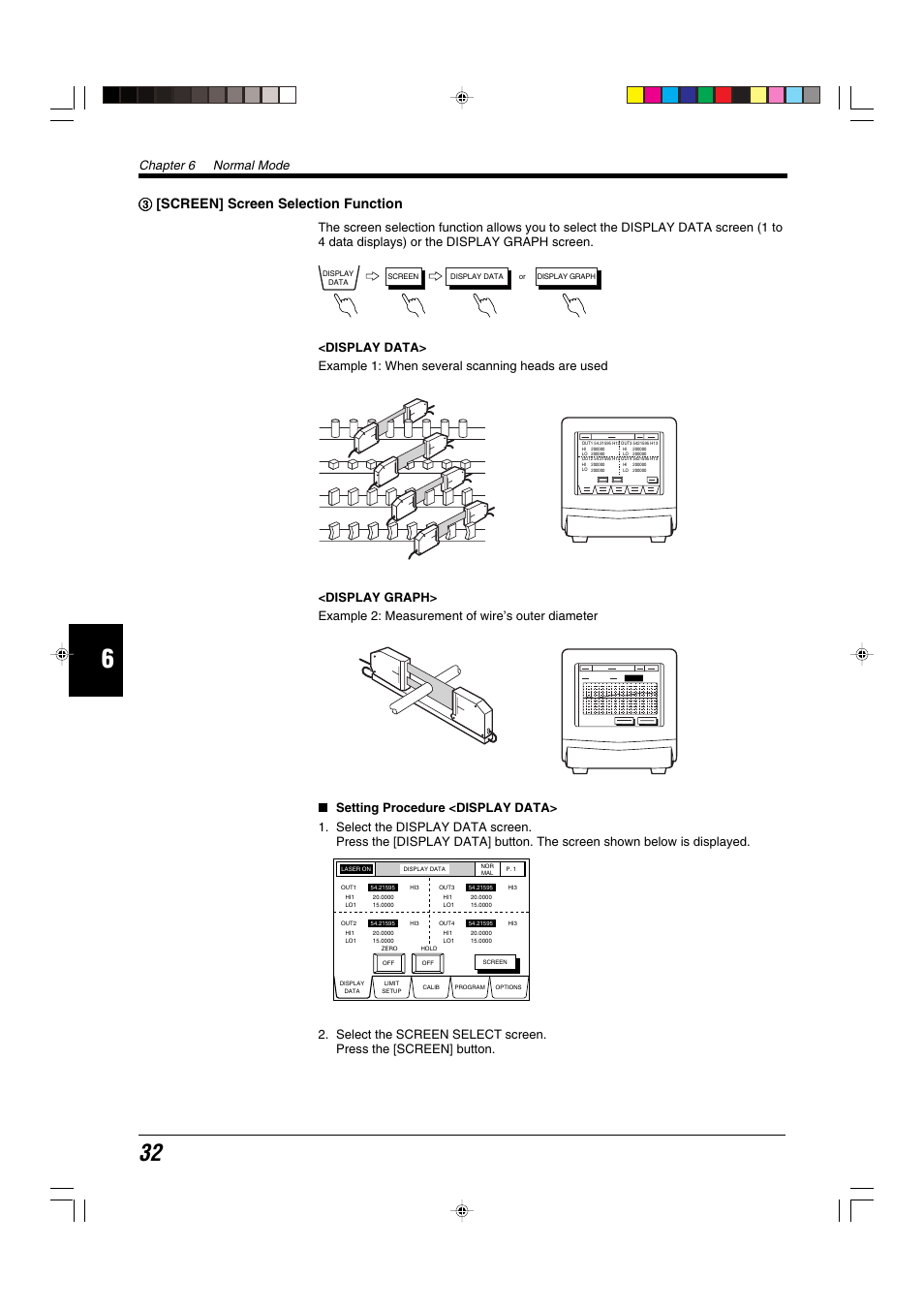 3 [screen] screen selection function, 33 [screen] screen selection function, Chapter 6 normal mode | KEYENCE LS-5000 User Manual | Page 38 / 132