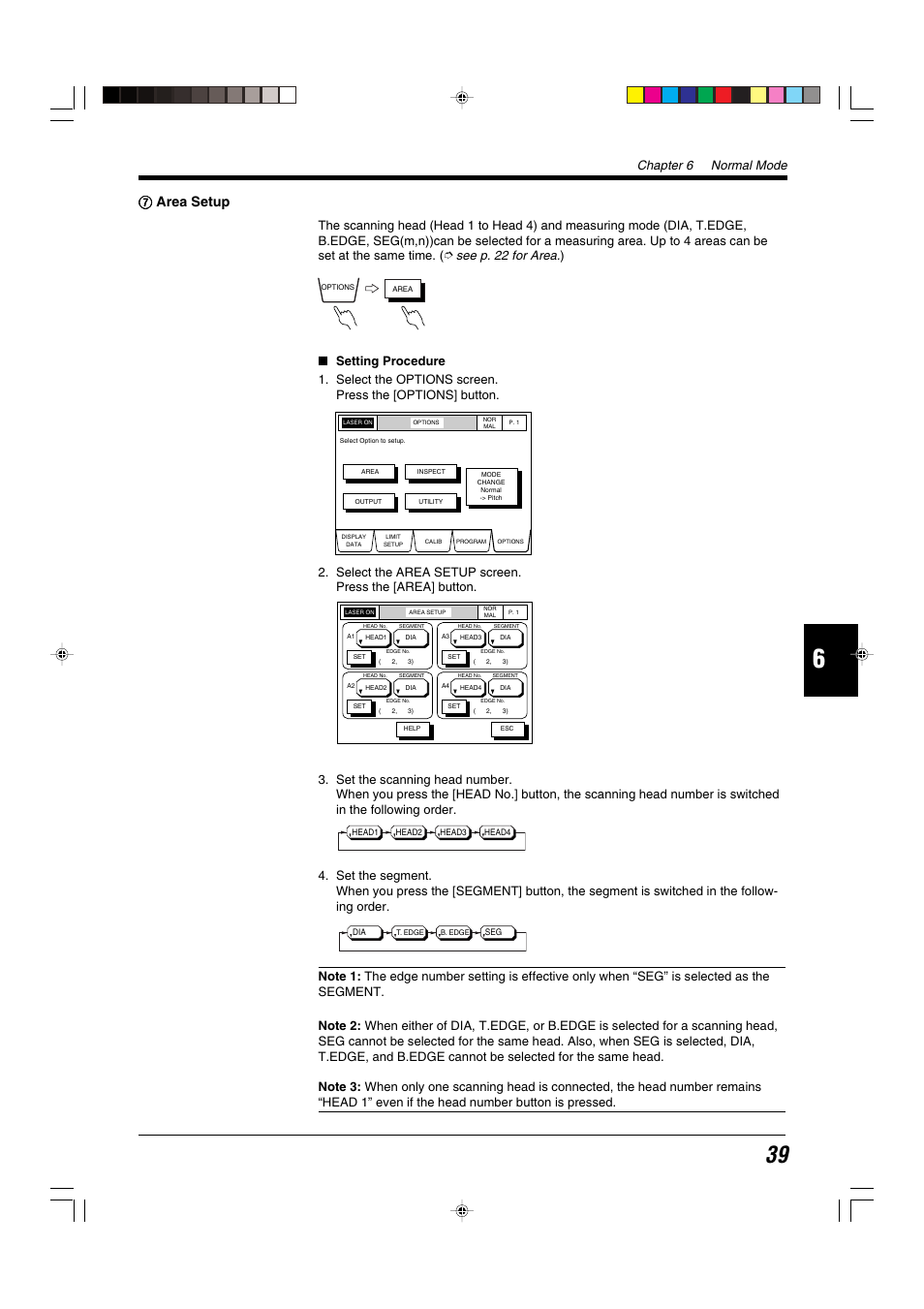 7 area setup, 77 area setup, Chapter 6 normal mode | KEYENCE LS-5000 User Manual | Page 45 / 132