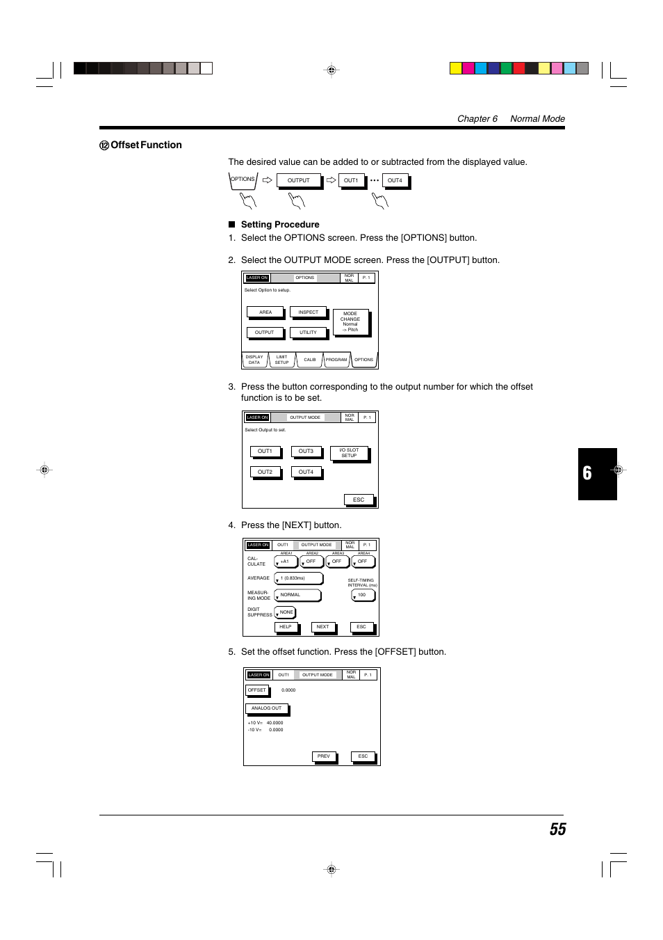 12 offset function, Bb offset function, Chapter 6 normal mode | KEYENCE LS-5000 User Manual | Page 61 / 132