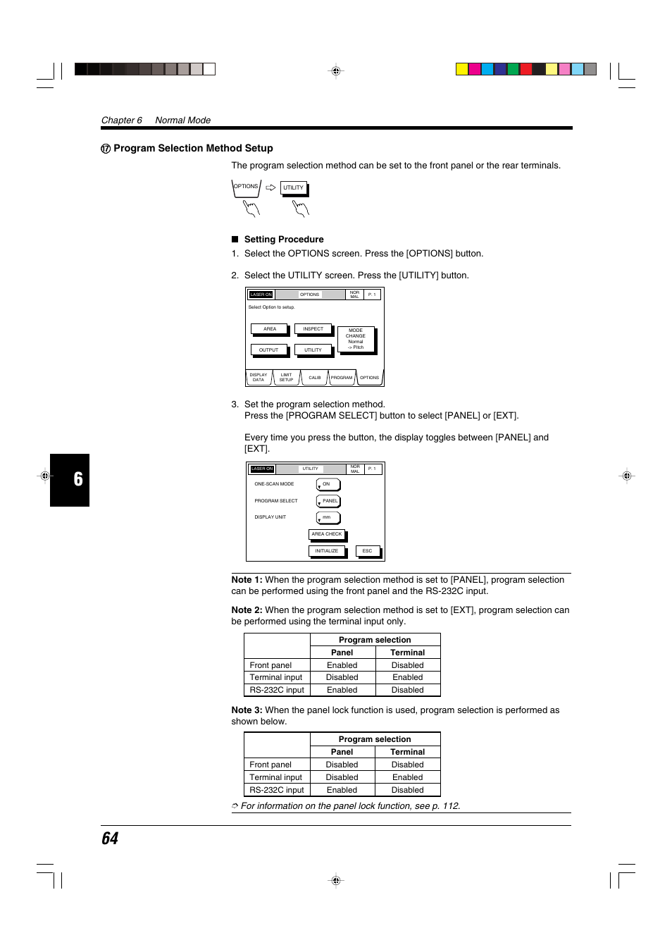 17 program selection method setup, Gg program selection method setup, Chapter 6 normal mode | KEYENCE LS-5000 User Manual | Page 70 / 132