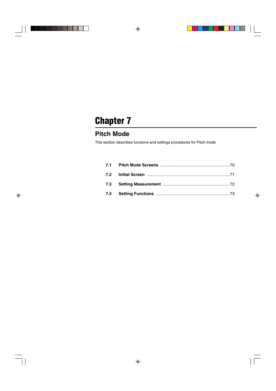Chapter 7 pitch mode, Chapter 7, Pitch mode | KEYENCE LS-5000 User Manual | Page 75 / 132